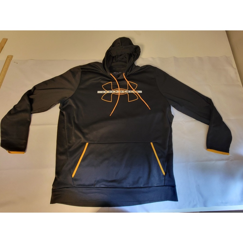 Under Armour Men's Size 3XL TALL Loose Pullover Hoodie Big Logo Orange Gray